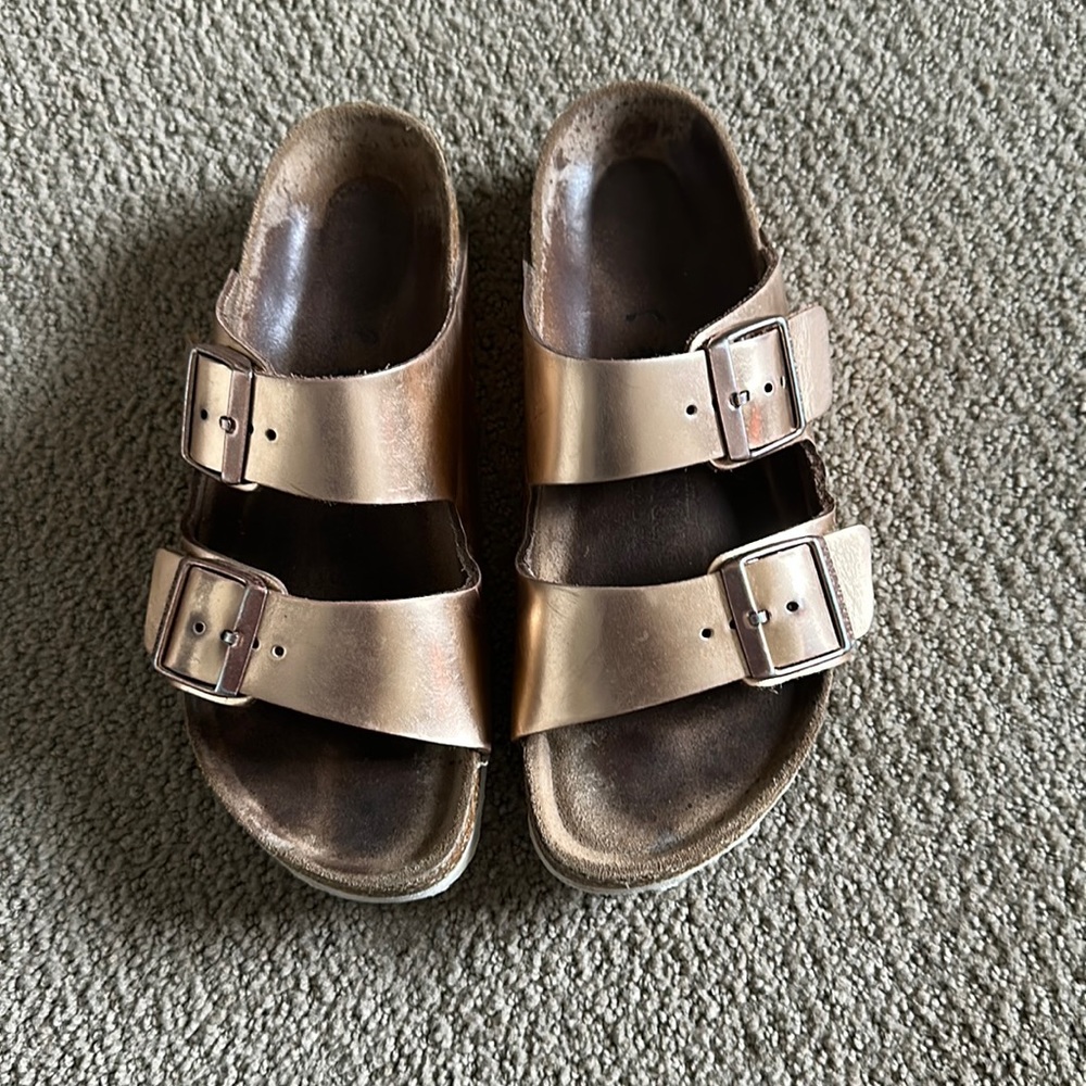 Birkenstock rose gold size 37, soft foot bed, Arizona sandals
